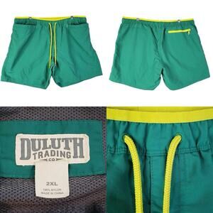 Duluth Trading Co Mens Shorts Swim Trunks Green Size XXL 2XL Drawstring Lined